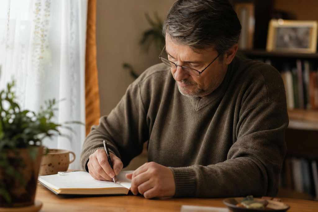 Пациент записывает впечатления от визита в блокнот