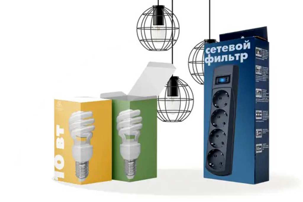 Картонные коробки для лампочек и сетевого фильтра
